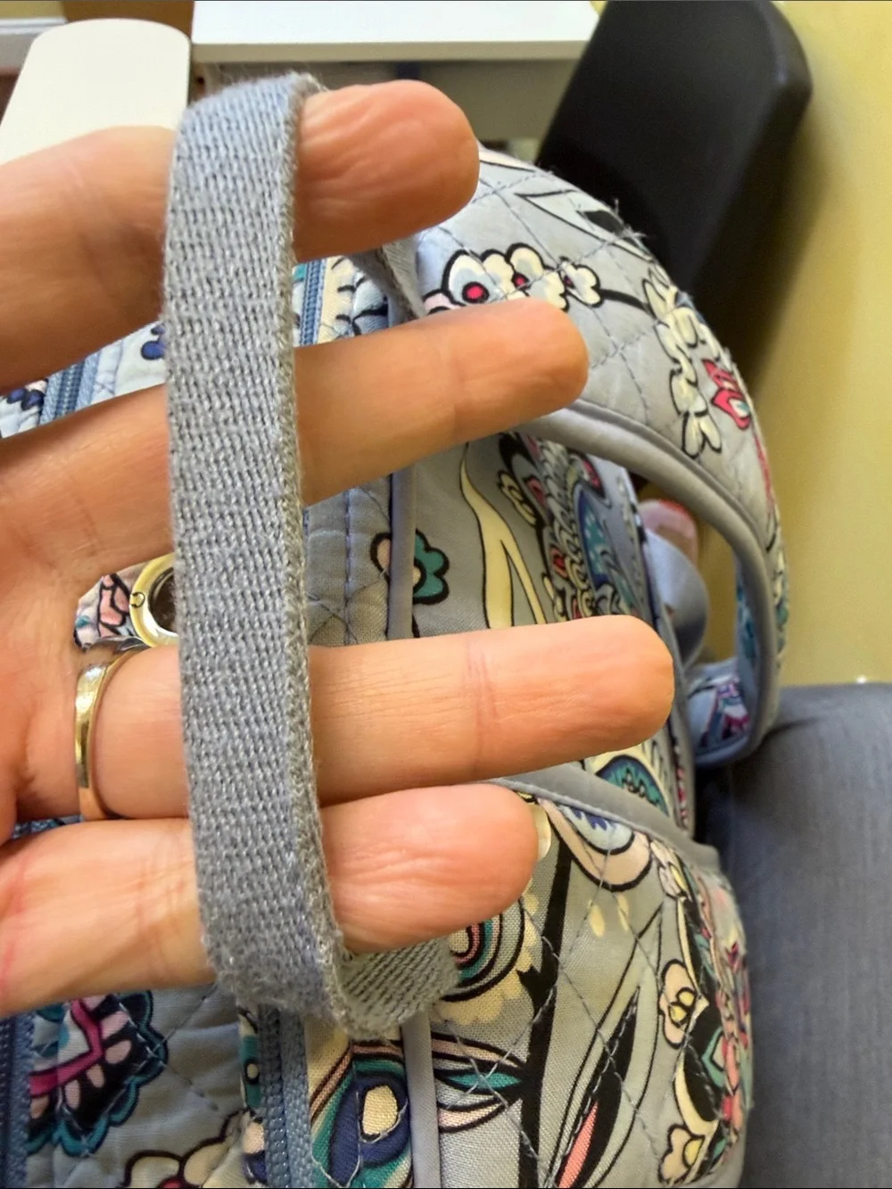 Vera Bradley Quilted Paisley Backpack in Light Gray Multi